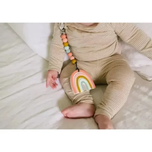 Conjunto de mordedores de silicone Loulou Lollipop, arco-íris pastel