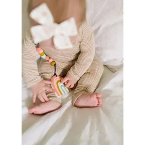 Conjunto de mordedores de silicone Loulou Lollipop, arco-íris pastel