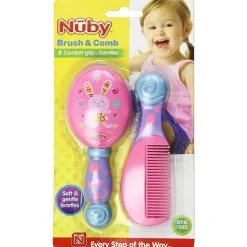 Conjunto de pente e escova Nuby Luv 'N Care, as cores podem variar