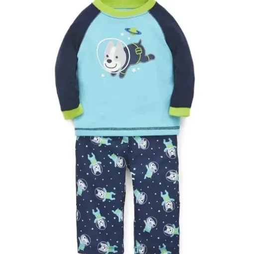 Conjunto de pijama de 2 peças Little Me Space Dog marinho
