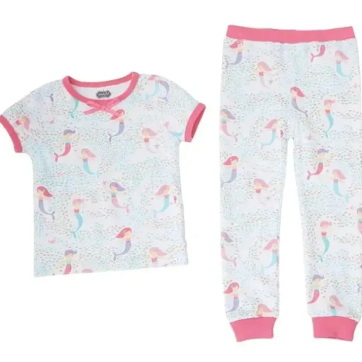 Conjunto de pijama de duas peças com estampa de sereia de torta de lama