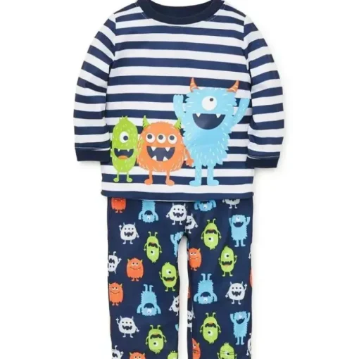 Conjunto de pijama Little Me - Monstros 2 Pk, Azul