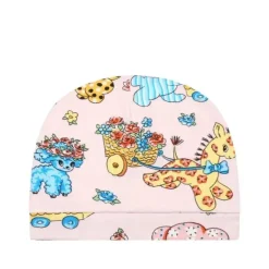 Conjunto de presente de chapéu e sapato Moschino Baby - Girl com estampa completa, rosa