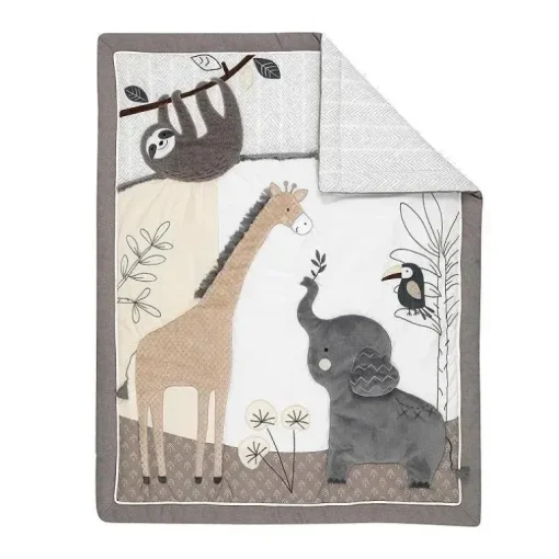 Conjunto de roupa de cama para bebês Lambs &amp; Ivy Jungle Animals 4 peças