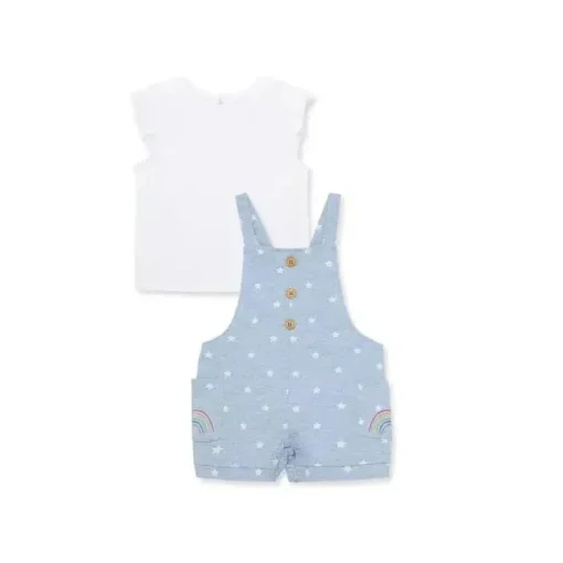 Conjunto de suéter de tricô arco-íris Little Me - Azul