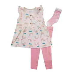 Conjunto de túnica arco-íris rosa de 3 peças Rene Rofe 18M