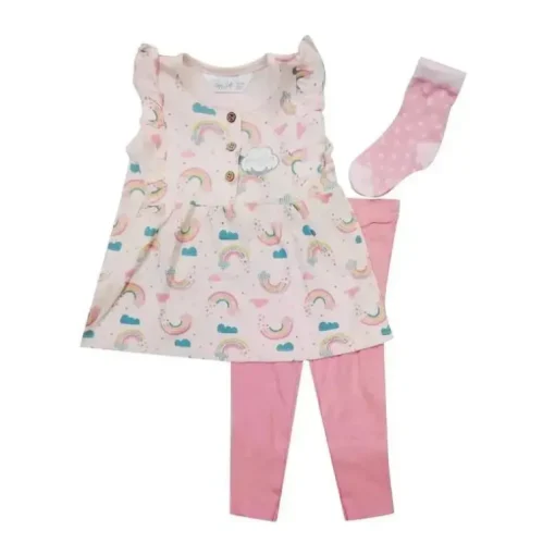 Conjunto de túnica arco-íris rosa de 3 peças Rene Rofe 18M