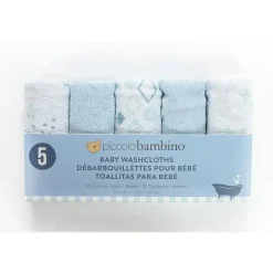 Conjunto de toalha de banho Piccolo Bambino 5 pk Terry para bebê, azul