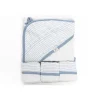 Conjunto de toalha de bebê com capuz e 3 toalhinhas de bebê Piccolo Bambino listrado azul