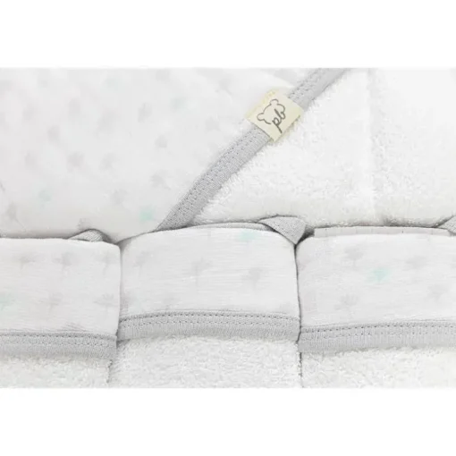 Conjunto de toalha de bebê com capuz e 3 toalhinhas de bebê Piccolo Bambino cinza pontilhada