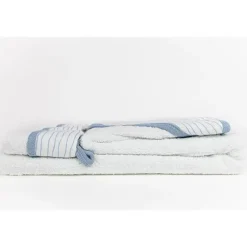 Conjunto de toalha de bebê com capuz e 3 toalhinhas de bebê Piccolo Bambino listrado azul