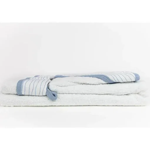 Conjunto de toalha de bebê com capuz e 3 toalhinhas de bebê Piccolo Bambino listrado azul