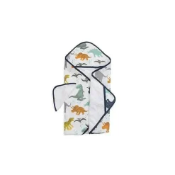 Conjunto de toalha e toalhinha de algodão unicórnio com capuz em Dino Friends