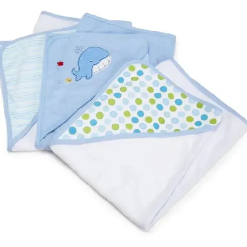 Conjunto de toalhas Spasilk Soft Terry com capuz, pacote de 3 azuis