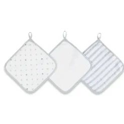 Conjunto de Toalhinhas Aden + Anais em Dove, Pacote com 3