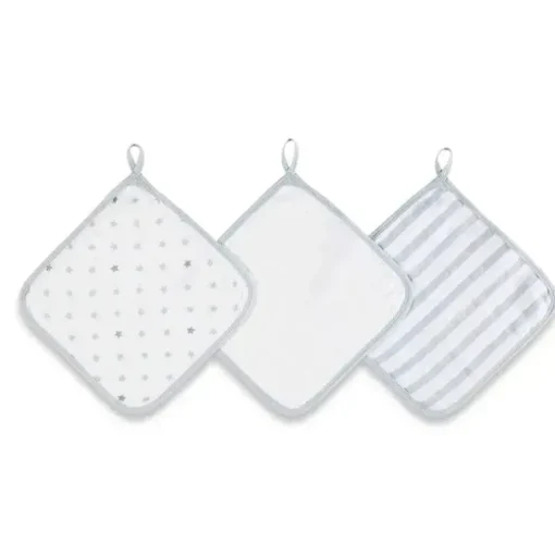 Conjunto de Toalhinhas Aden + Anais em Dove, Pacote com 3