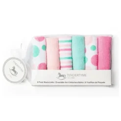 Conjunto de toalhinhas de bebê Rose Textiles - Rosa, Aqua Circles 6 peças