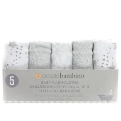Conjunto de toalhinhas de bebê Piccolo Bambino 5 pk Terry, cinza