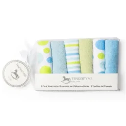 Conjunto de toalhinhas de bebê Rose Textiles - círculos azuis, verdes e brancos 6 peças