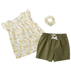 Conjunto Rene Rofe Girl Floral Top e Shorts com Scrunchie