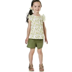Conjunto Rene Rofe Girl Floral Top e Shorts com Scrunchie