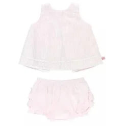 Conjunto RuffleButts - Meninas Rosa Seersucker Ric Rac Swing &amp; Bloomer