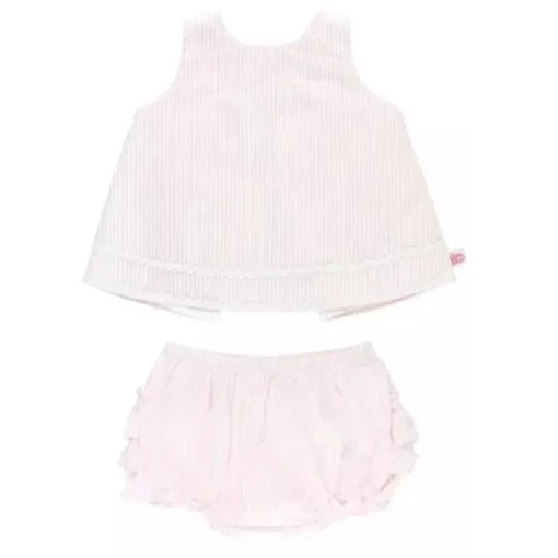 Conjunto RuffleButts - Meninas Rosa Seersucker Ric Rac Swing &amp; Bloomer