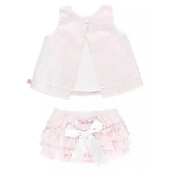 Conjunto RuffleButts - Meninas Rosa Seersucker Ric Rac Swing &amp; Bloomer