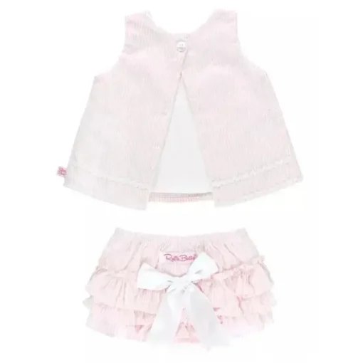 Conjunto RuffleButts - Meninas Rosa Seersucker Ric Rac Swing &amp; Bloomer