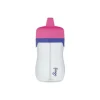 Copo com canudinho térmico 11 onças cristalino com detalhes em rosa e roxo