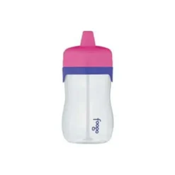 Copo com canudinho térmico 11 onças cristalino com detalhes em rosa e roxo