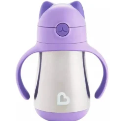 Copo de Aço Inoxidável Munchkin 8 Oz Cool Cat, Roxo