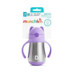 Copo de Aço Inoxidável Munchkin 8 Oz Cool Cat, Roxo