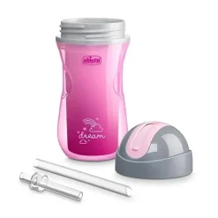 Copo de canudo Chicco Isolado Flip Top 12m+ (2pk) Dream Rosa/Roxo