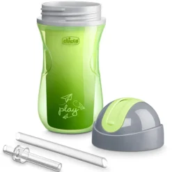 Copo de canudo isolado Chicco Flip Top 12+ verde/azul-petróleo