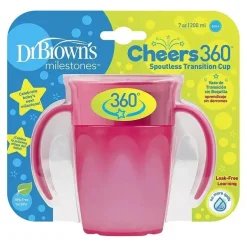 Copo de treinamento sem bico Dr. Brown's Cheers 360, rosa