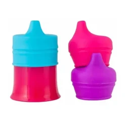 Copo e tampas para canudinho de silicone Boon Snug bico universal, 9M+ Rosa Multi