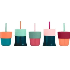 Copos e tampas de palha de silicone universal Boon Snug Straw