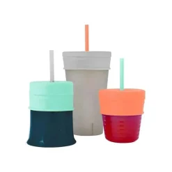 Copos e tampas de palha de silicone universal Boon Snug Straw