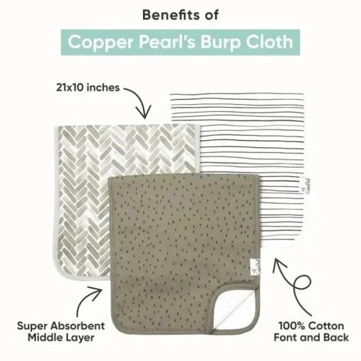 Copper Pearl - Conjunto de Panos para Arrotos 3Pk, White Basics