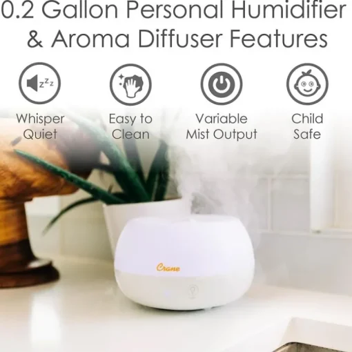 Crane - Personal Humidifier With Aroma Diffuser Function And Color Changing Light