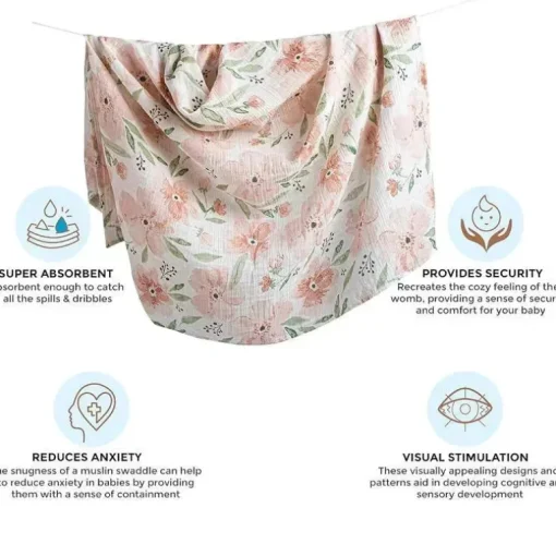 Crane Baby Parker Collection Musselina Swaddle Wraps Estampa Floral