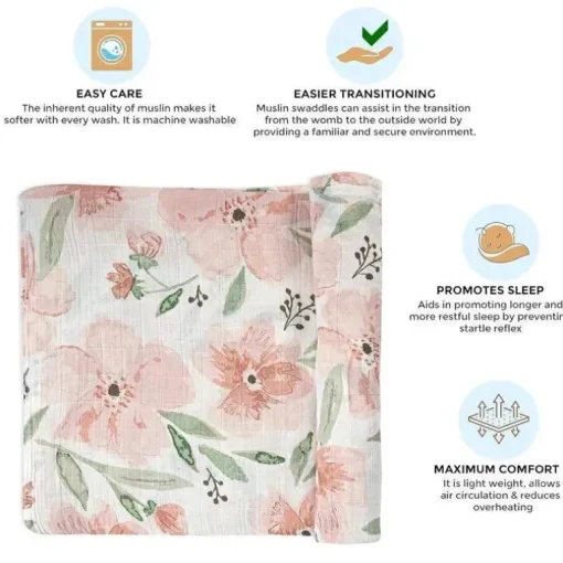 Crane Baby Parker Collection Musselina Swaddle Wraps Estampa Floral