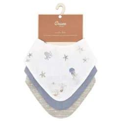 Crane Bedding - Cove 3-Pc. Muslin Bib Set, Ocean Life