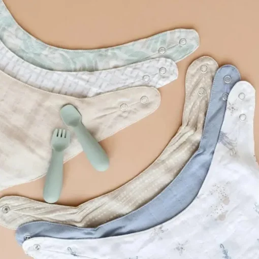 Crane Bedding - Cove 3-Pc. Muslin Bib Set, Ocean Life