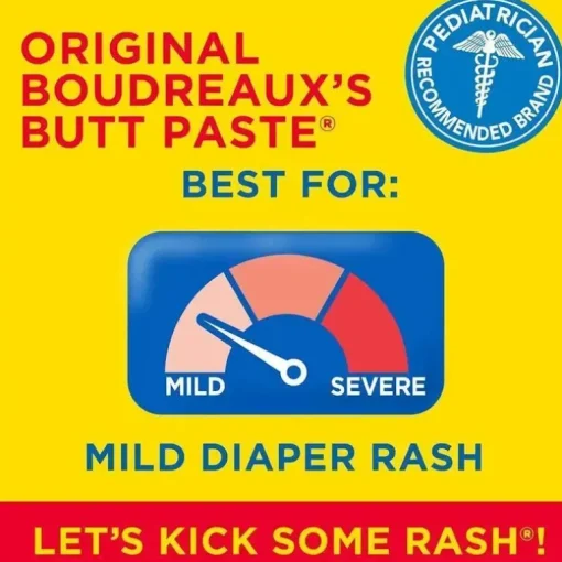 Creme para assaduras original da Boudreaux's Baby Butt Paste | Pomada para bebê | 2 onças. tubo