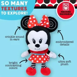 Crianças preferidas - Disney Baby Minnie preto e branco de pelúcia enrugada de alto contraste