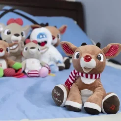 Crianças preferidas - Papai Noel Rudolph, o bicho de pelúcia musical da rena do nariz vermelho, 20 cm