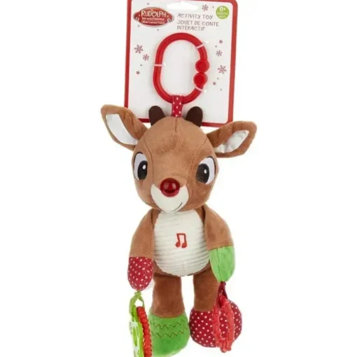 Crianças preferidas - Rudolph, a rena do nariz vermelho, brinquedo de atividade de desenvolvimento do mordedor em movimento, 12 polegadas