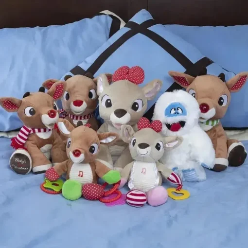 Crianças preferidas - Rudolph, a rena do nariz vermelho, brinquedo de atividade de desenvolvimento do mordedor em movimento, 12 polegadas
